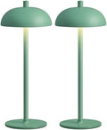 12" Cordless Table Lamps Set of 2, Green Modern Portable Desk Lamp by NEWSEE