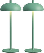 12" Cordless Table Lamps Set of 2, Green Modern Portable Desk Lamp by NEWSEE