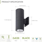 ASD 2 Light Dusk to Dawn Cylinder Outdoor Sconce Lights, E26 Base 6 Pack - Image 2
