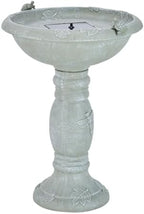 Smart Solar Country Gardens IntelliSolar® Outdoor Solar-Powered Birdbath Fountain with Remote, Bubbler, and Spray, Classic Pedestal Solar Garden Fountain with Turtles, Weathered Stone by SmartSolar