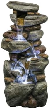 Bear Outdoor Water Fountain with LED Lights Resin Cascading Waterfall Garden Fountain for Patio Yard Balcony Decorative Water Feature by Unknown