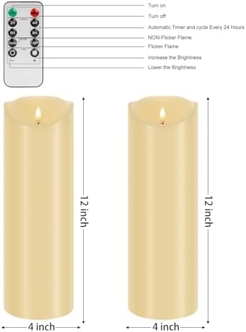 Outdoor Flameless Candles with Remote Waterproof LED Pillar Candle Set of 2 - Image 6