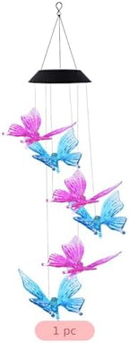 Solar Butterfly Wind Chimes, Pink & Blue Color Changing LED Mobile, Waterproof Solar Powered Wind Chimes Lights, Butterfly Decor for Outdoor Patio, Yard, Garden, Unique - Image 3