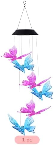 Solar Butterfly Wind Chimes, Pink & Blue Color Changing LED Mobile, Waterproof Solar Powered Wind Chimes Lights, Butterfly Decor for Outdoor Patio, Yard, Garden, Unique - Image 3