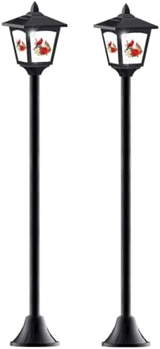 2-Pack 40-Inch Solar-Powered Mini Lamp Post Lights with Red Bird Design – Vintage Street Lights for Halloween, Thanksgiving & Christmas – Outdoor Solar Garden Lights for Lawn, Pathway, Driveway, Fron - Image 2