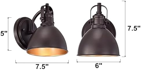 2 Pack Oil Rubbed Bronze Barn Light, Farmhouse Gooseneck Light Fixtures Indoor, Outdoor 7.5 Inch Vintage Light Fixtures for Wall, Vanity, Bedroom, Garage, Garden. - Image 2
