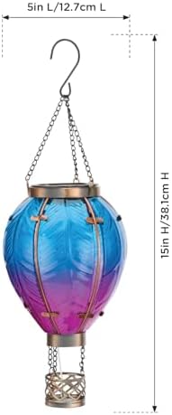 Regal Art & Gift Hot Air Balloon Solar Lantern – Hanging Solar-Powered LED Lights, Waterproof Portable Decorative Outdoor Lamp Made of Metal & Glass for Garden, Patios & Pathway – Blue (Small) - Image 3