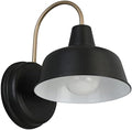 Design House Mason Farmhouse Gooseneck Barn Light, Outdoor Exterior Porch or Patio Wall Light Fixture, Black and Gold, 8 Inch Diameter, 1-Pack, 588285 by DesignHouse