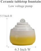 Indoor and Outdoor Fountain Water Feature Fall Ceramic Home Office Decoration mini Tabletop Desktop (Yellow with Ball S092) - Image 5