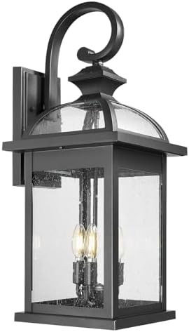 Darkaway Outdoor Lights Fixtures Wall Mount, Extra Large 26inch Outdoor Wall Sconce Lights with Seeded Glass Waterproof Outside Exterior Lights Fixture for House Front Porch Patio Garage E12 Bulb Base by Darkaway