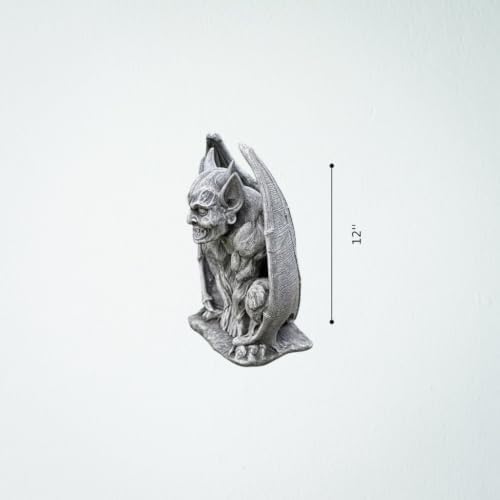 OLOMA Sitting Gargoyle Concrete Garden Statue Gothic Winged Bat Demon Sculpture Handcrafted Outdoor Fantasy Lawn Yard Decor Weather Proof Ornament Spooky Garden Art Mythical Creature Accent - Image 4