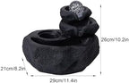 Resin Stone Waterfall Outdoor Fountain, Indoor Water Fountain Tabletop, with LED Light, Rolling Ball, Bird Design for Home Decor, Office, Backyard(Black,Small) - Image 2
