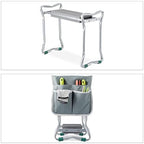 Relaxdays Garden Kneeler, with Pouches for Tools, Padded, Gardening & Weeding, up to 150 kg, Folding Mat, Silver/Grey - Image 6