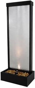 Alpine Corporation MLT170L 72" Waterfall Fountain with LED Light Cascading Textured Glass & Aluminum Floor Design, Indoor, Black by Unknown