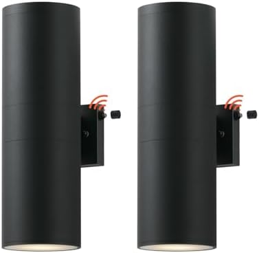 mirrea 18" Dusk to Dawn Outdoor Porch Light, Matte Black, Pack of 2 by mirrea