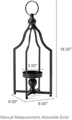 Glitzhome Modern Farmhouse Lantern Decor- Metal Candle Lanterns for Christmas- Decorative Lanterns for Living Room,Home,Indoor, Outdoor,Table,Fireplace Mantle Decor Black Small Set of 2 - Image 4