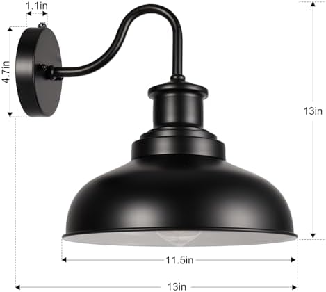 Dusk to Dawn Outdoor Barn Light Outdoor Wall Sconce Farmhouse Exterior Wall Mount Light Vintage Outside Wall Lighting Fixture Industrial Black White Lantern for Porch Garage Patio,1 Pack - Image 5
