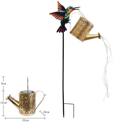 Whimsical Solar Garden Lights - Fairy Watering Can Design for in Elf/Hummingbird/Frog Shapes Patio, Yard, and Christmas Decor(Style C) - Image 3
