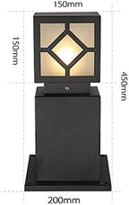 Outdoor Pedestal Light, Modern Black Bollard Lamp with Geometric Cutout Shade for Garden Pathway Driveway Deck, IP55 Waterproof Minimalist Cast Aluminum Landscape Lighting - Image 7