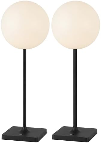 JONATHAN Y Allie 17.5" Rechargeable Cordless LED Lamp, Black, Set of 2 by JONATHANY