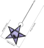Xmas Star Glass Hanging Lantern Decorative Candle Holder Purple - Image 2