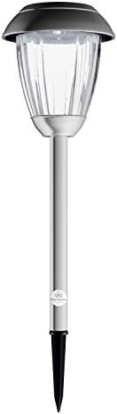 Solar Path Lights, Set of 8-16” Tall Stainless Steel Outdoor Stake Lighting for Garden, Landscape, Yard, Driveway, Walkway by Pure Garden (Gunmetal) - Image 2
