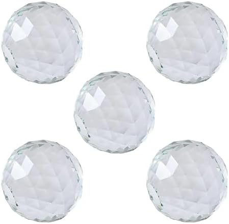 5pcs Clear Cut Crystal Sphere 50mm Faceted Gazing Ball Glass Ball Prisms Suncatcher Home Hotel Photography Décor by Comidox