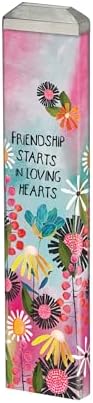 Studio M Art Pole 13 Inch Weather Resistant PVC with Vinyl Wrap Outdoor Decorative Accessory for Landscaping Gardens and Yards Pink Blue and Yellow Friendship Starts in Loving Hearts - Image 2