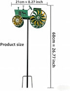 Green Tractor Wind Spinner Outdoor - Metal Windmill for Yard and Garden Decor - Kinetic Wind Sculptures & Spinners with Rotating Wheels and Sturdy Stake - Large Lawn Ornaments & Yard Art - Image 5