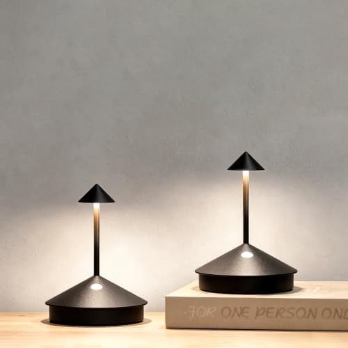 2-Pack Cordless Rechargeable Table Lamps (Black Tiny) by DevSolaLighting