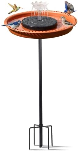 Solar Powered Bird Bath Fountains for Hummingbirds,Stable Stylish Design with 5-Prong Base,Hummingbird Bird Bath Fountain for Lawn Patio Yard Garden（Brown） by Unknown