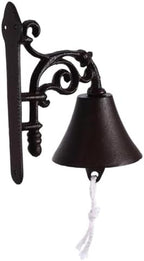 Rustic Cast Iron Wall Hanging Bell with Bracket Mount Vintage Multi-Purpose Doorbell for Garden Patio Indoor Outdoor Use Weather-Resistant Dinner Bell with Clear Loud Sound by CONGARTENO