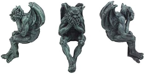 Ebros Gift Notre Dame Chimera Winged Hear No Evil See No Evil Speak No Evil Gargoyle Shelf Sitters Figurines 5" Tall Gargoyle Sculptures Set of 3 - Image 5