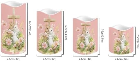 Easter Bunny and Cross Flameless Candles LED Pillar Candles Battery Operated Candles with Remote and Timers Color Changing Electric Fake Plastic Candles Easter Decorations - Image 2