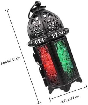 Luxshiny Moroccan Style Iron Glass Candle Lantern Tealight Holder Decorative Hanging Candle Lamp Home Ornament 2pcs for Indoor Outdoor Patio Décor - Image 2