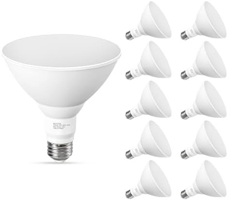 GvvooHome 10 Pack PAR38 LED Outdoor Flood Light Bulbs, 100W Equivalent, 5000K Daylight White, Dimmable Waterproof LED Floodlight for Porch Yard Garage, E26 Base 1050LM, 13W, 15,000 Hrs by GvvooHome