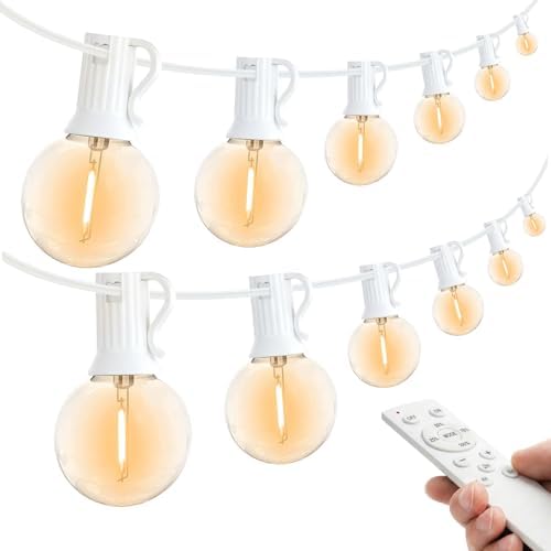 G40 Outdoor String Lights 150FT with 150+6 Bulbs,Remote & Dimmer Included by Skeerei