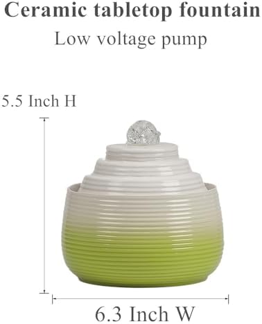 Indoor and Outdoor Fountain Water Feature Fall Ceramic Home Office Decoration mini Tabletop Desktop (Green with Ball S091) - Image 3