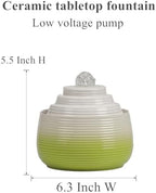 Indoor and Outdoor Fountain Water Feature Fall Ceramic Home Office Decoration mini Tabletop Desktop (Green with Ball S091) - Image 3