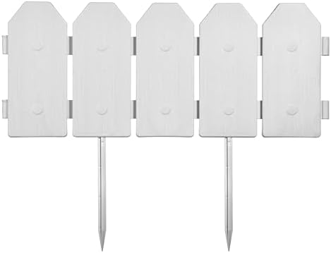 Evelyne Garden Border Edging: Wooden Grain Fence Dog Ear Design - Landscaping Fence Liner Lawn Edge Barrier - Decorative Lawn Landscape Panels Elements -Landscaping Edging (White, 10ft.) by Evelyne