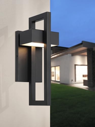 LamQee Outdoor Wall Lights Modern Exterior Lighting Fixtures, 3000K Integrated LED Outdoor Wall Sconce Lighting, Matte Black Outside Wall Mount Lights for House Front Door Porch Garage Patio 1 Pack - Image 2