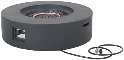 Outdoor Propane Fire Pit Table for Outside Patio, 39 Inch Concrete Fire Pit Table, Round Gas Fire Pit for Garden, Pool, Backyard, 50,000 BTU, Free Lava Rocks, Dark Gray - Image 6