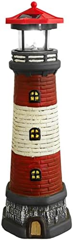 DOITOOL Solar Rotating Lighthouse Outdoor Lantern Garden Decor Resin Street Light - Red by DOITOOL
