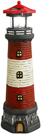 DOITOOL Solar Rotating Lighthouse Outdoor Lantern Garden Decor Resin Street Light - Red by DOITOOL