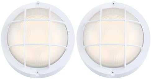GRUENLICH LED Bulkhead Light, 8" Round Aluminum, 3000K, White, 2 Pack by GRUENLICH