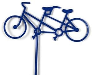 Hobby and Leisure Style Rustic or Powder Coated Metal Garden Stake or Stand (Tandem Bicycle 20" Tall Including Stake, Blue) by Handmade