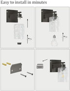 Hammered Glass Wireless Battery Operated Wall Sconces Set of Two Black - Image 5