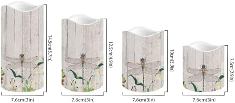 Wood Print Dragonfly Flameless Candles with Remote Timer Flickering LED Pillar Candles Color Changing Set of 4 Battery Operated Candles Indoor Outdoor Home Table Beach Wedding Decoration - Image 2