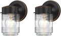 Oil Rubbed Bronze Outdoor Wall Lights for House, Jelly Jar Outside Light Fixture for Porch Patio Entryway, Anti-Rust Waterproof Wall Mount Exterior Sconce, E26 Base Bulb Not Included, 2 Pack by WISBEAMSmart