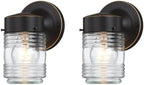 Oil Rubbed Bronze Outdoor Wall Lights for House, Jelly Jar Outside Light Fixture for Porch Patio Entryway, Anti-Rust Waterproof Wall Mount Exterior Sconce, E26 Base Bulb Not Included, 2 Pack by WISBEAMSmart